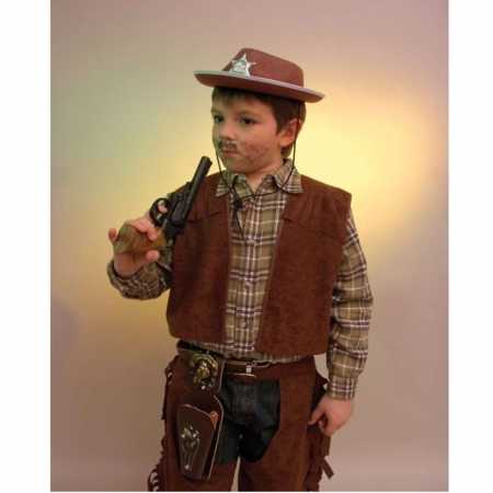 braune Cowboyweste Cowboy Western Karneval Sheriff Gr.40/42 