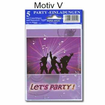 Party-Einladungen mit Umschlag - 5 Stück