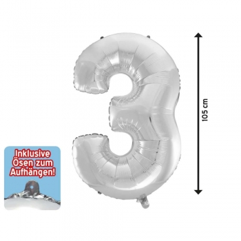 Folienballon 3 silber