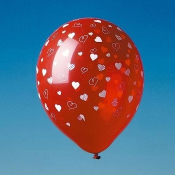 Luftballon mit Druck "Herz" - Abnahmemenge: 5 Stück/Paket oder 100 Stück/Paket