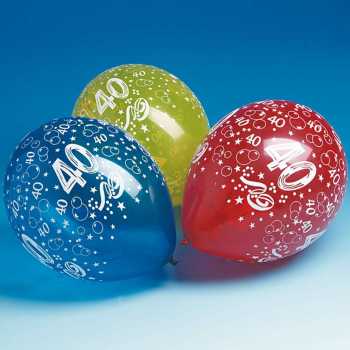 Luftballon mit Druck - bunt - 5 Stück - Zahl: 18, 30, 40, 50, 60, 70 oder 80