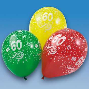 Luftballon mit Druck - bunt - 5 Stück - Zahl: 18, 30, 40, 50, 60, 70 oder 80