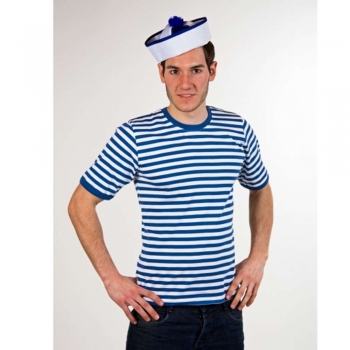 Ringelshirt-  halbarm - blau/weiß - Größe: 6/M, 8/XL oder 9/XXL