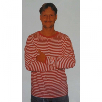 Ringelshirt - langarm - rot/weiß - Größe: M, L oder XL