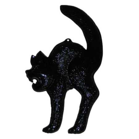 Wanddeko - buckelige, schwarze Katze