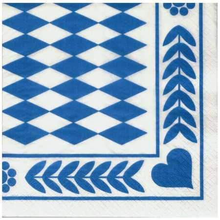 Serviette "Bayrische Raute" - 3-lagig - 33 x 33 cm - 1/4-falz - 20 Stück/Paket
