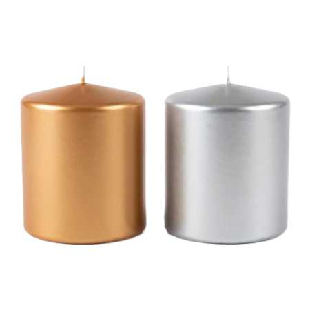 Stumpenkerze - Durchmesser: 100 mm - Höhe: 160 mm - Farbe: gold oder silber