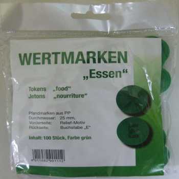 Wertmarken-Chips "Getränke, Essen, Pfand" - 100 Stück - Farbe: rot, gelb oder grün