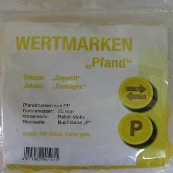 Wertmarken-Chips "Getränke, Essen, Pfand" - 100 Stück - Farbe: rot, gelb oder grün
