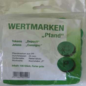 Wertmarken-Chips "Getränke, Essen, Pfand" - 100 Stück - Farbe: rot, gelb oder grün