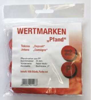 Wertmarken-Chips "Getränke, Essen, Pfand" - 100 Stück - Farbe: rot, gelb oder grün