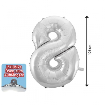 Folienballon 8 silber