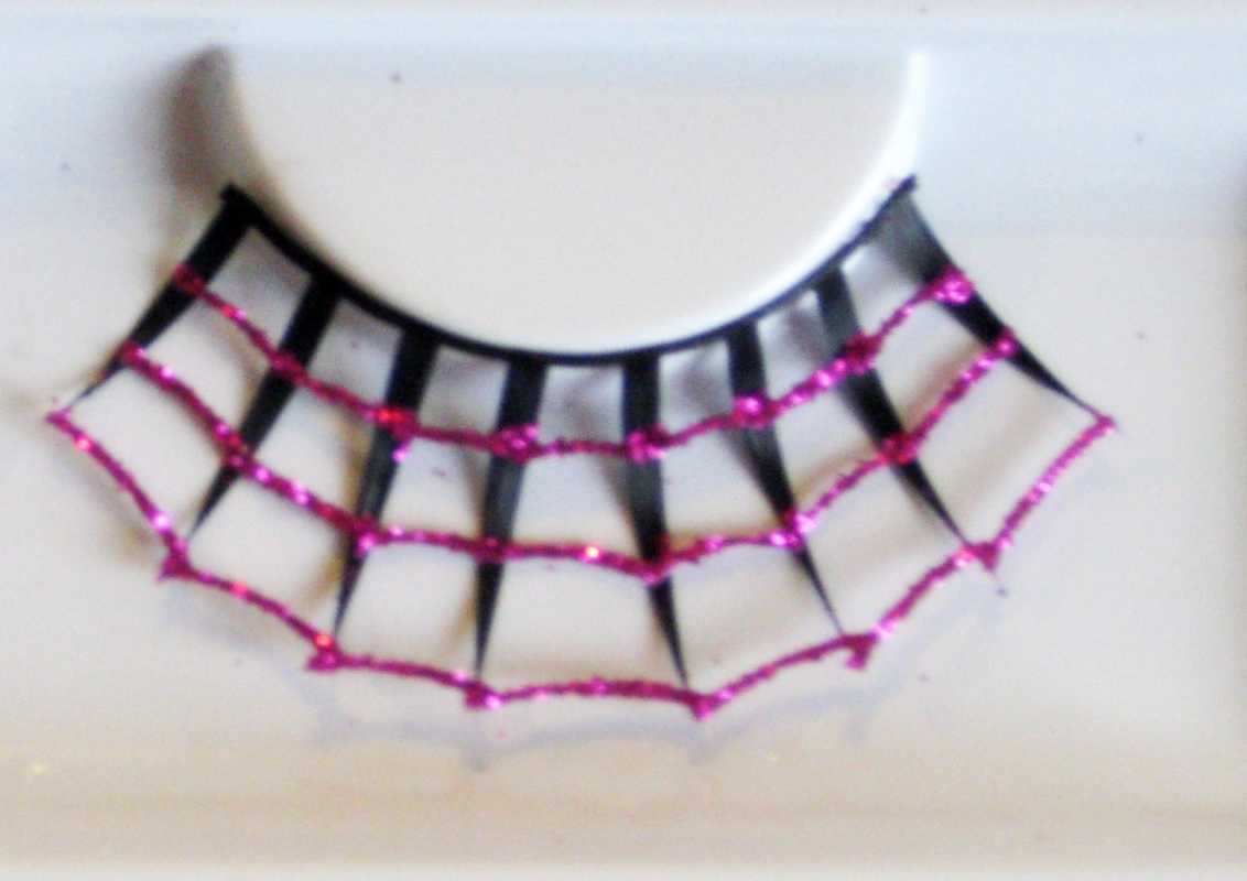 Spinnenwebenwimpern - schwarz mit pink