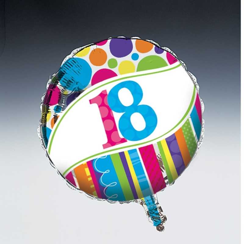 Folienballon mit Zahlendruck - Durchmesser:  46 cm - Zahl: 18, 30, 40, 50, 60, oder 70