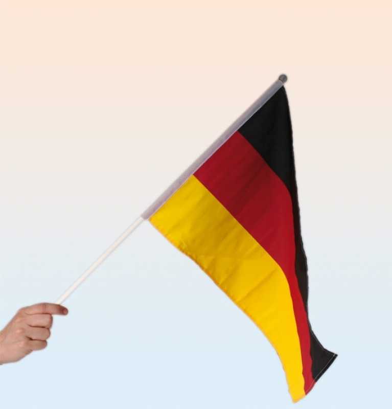 Deutschlandfahne am Stab - ca. 30 x 46 cm - mit 60 cm Kunststoffstab