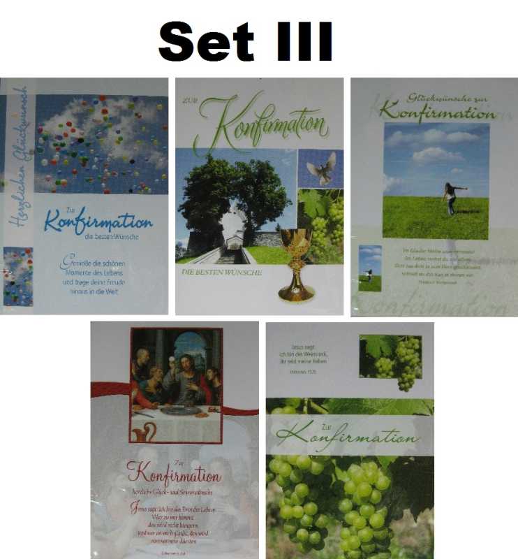 Konfirmationskarte mit Sprüchen - 5 Stück - verschiedene Sets