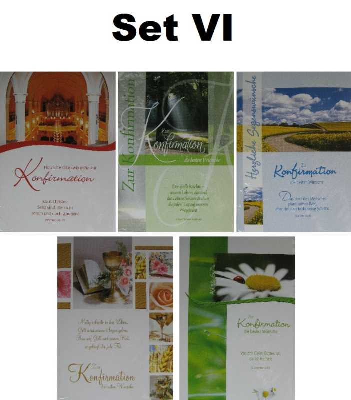 Konfirmationskarte mit Sprüchen - 5 Stück - verschiedene Sets