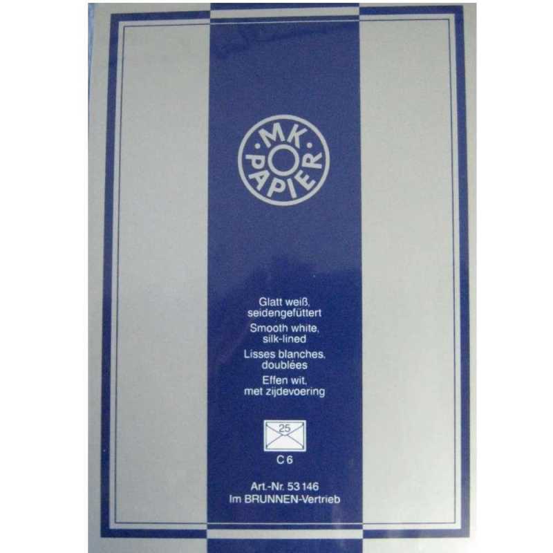 Briefumschläge mit Seidenfutter - C6 - weiß - 25 Stück/Paket