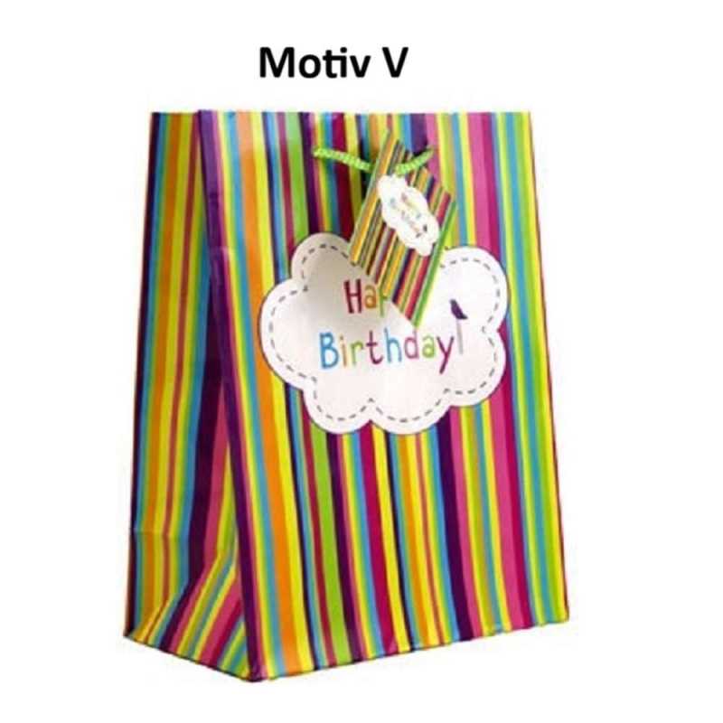 Geschenketasche Happy Birthday - 18 x 23 x 10 cm - verschiedene Motive