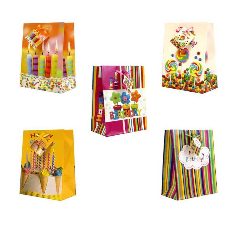 Geschenketasche Happy Birthday - 18 x 23 x 10 cm - verschiedene Motive