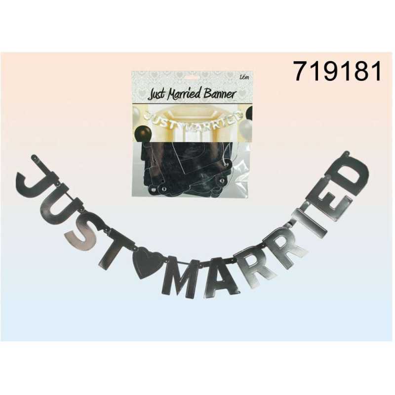 Girlande "Just Married" -silber -  Länge: ca1,60 m
