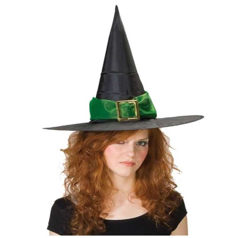 Hexenhut mit großer Schnalle in Grün – Kostüm jetzt online kaufen