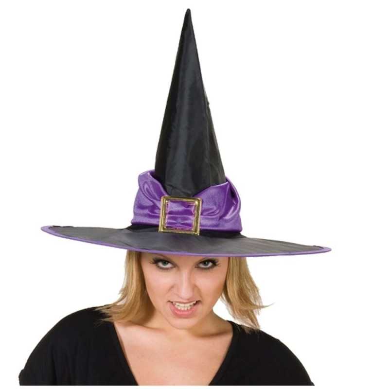 Hexenhut mit großer Schnalle in Lila – Kostüm jetzt online kaufen