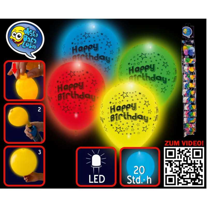 LED-Leuchtballons "Happy Birthday"
