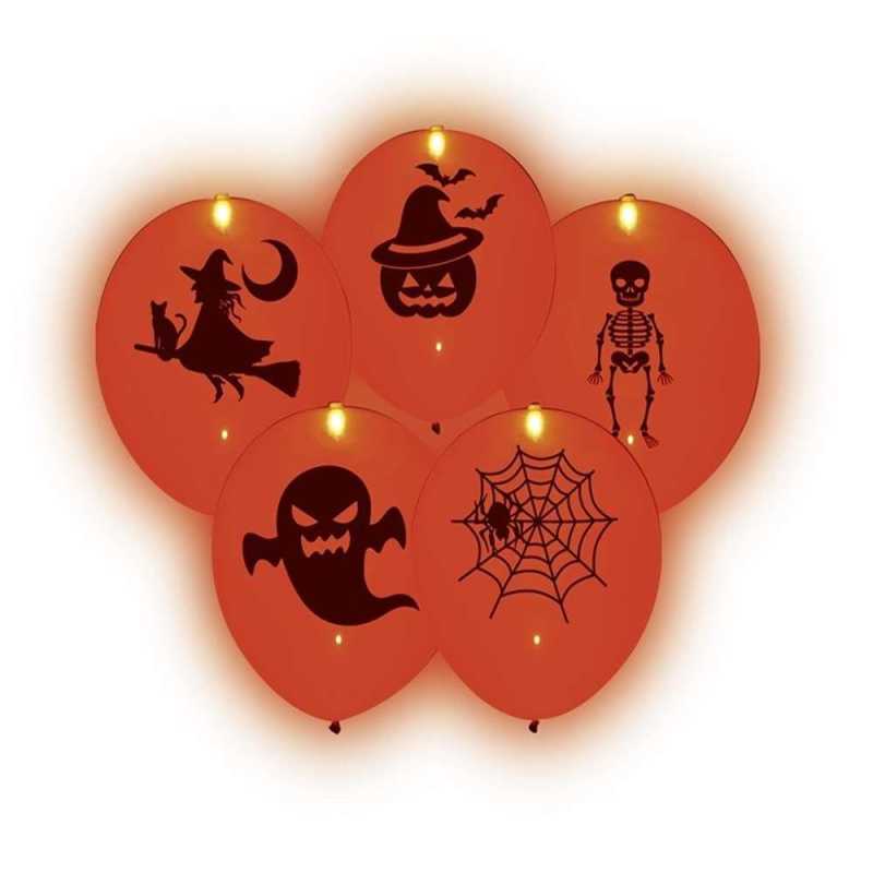 LED-Luftballons "Halloween" - 5 Stück/Paket