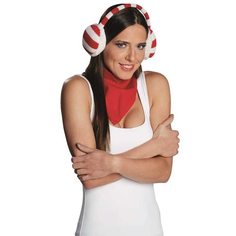 Ohrenwärmer - rot/weiß - Weihnachtshaarreifen - Haarreifen - Fanartikel