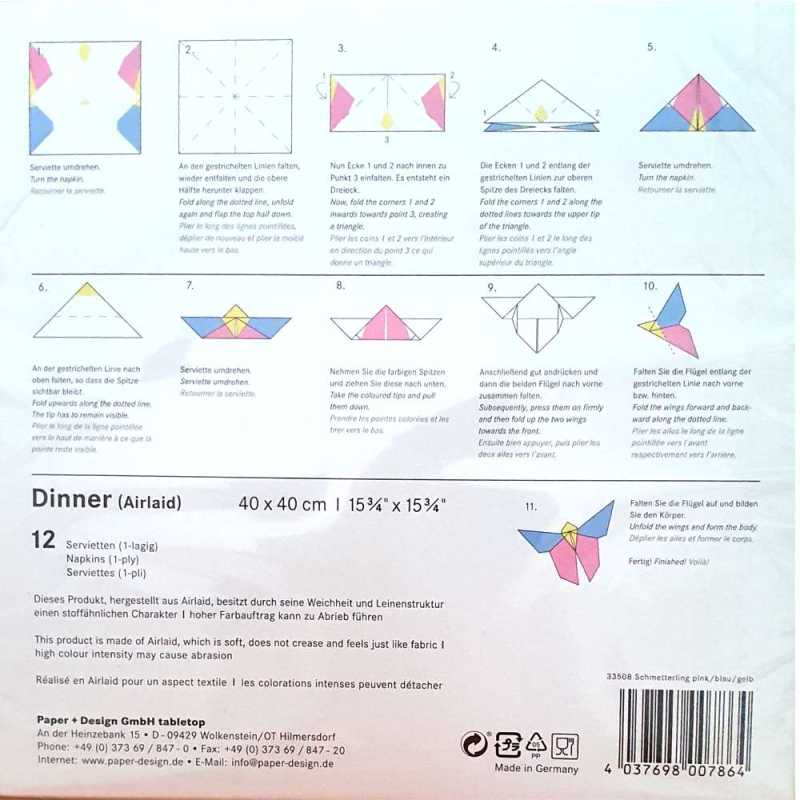 Origamiservietten "Schmetterling" - pink -12 Stück