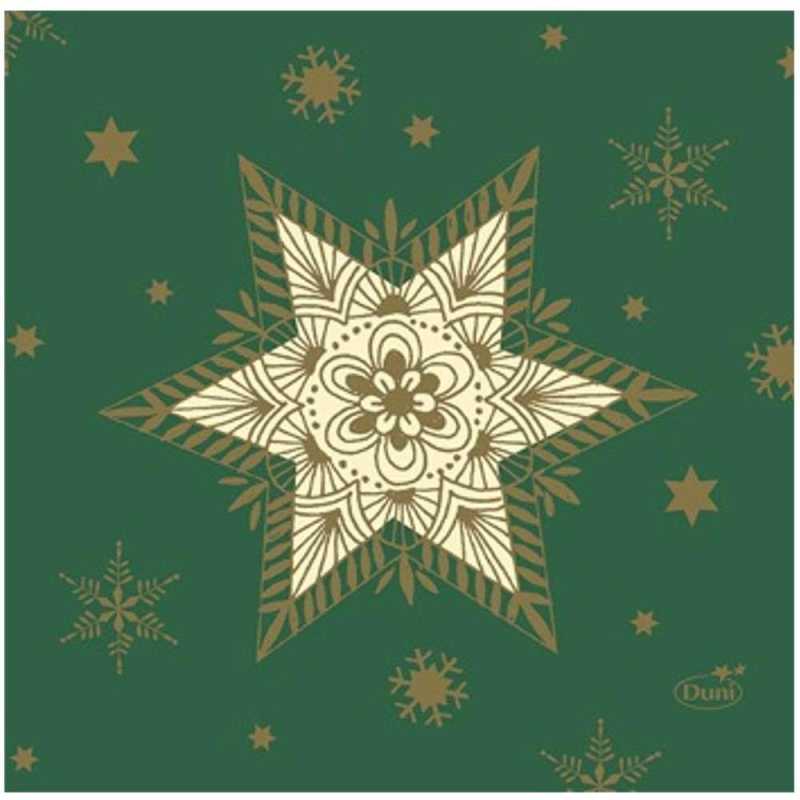 Serviette "Glittering Stars" - green - 24 x 24 cm