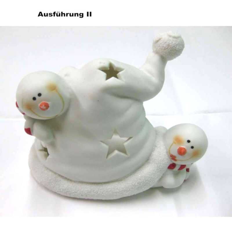 Windlicht - Schneemann aus Terracotta - 2 Ausführungen