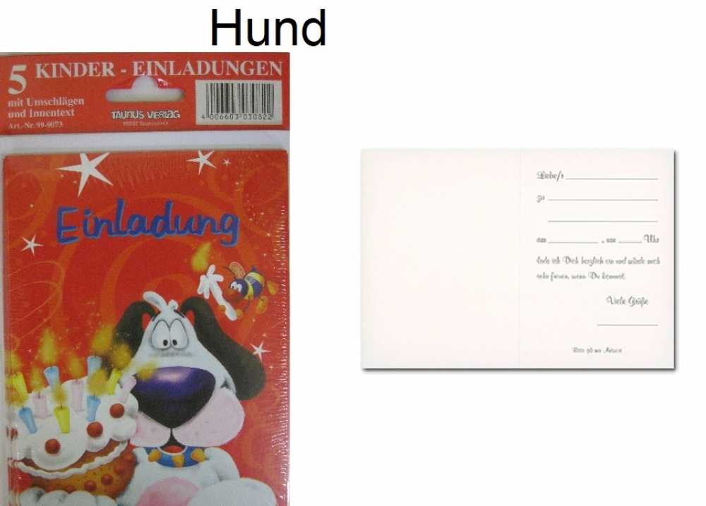 Kinder-Einladungen mit Umschlag und Innentext