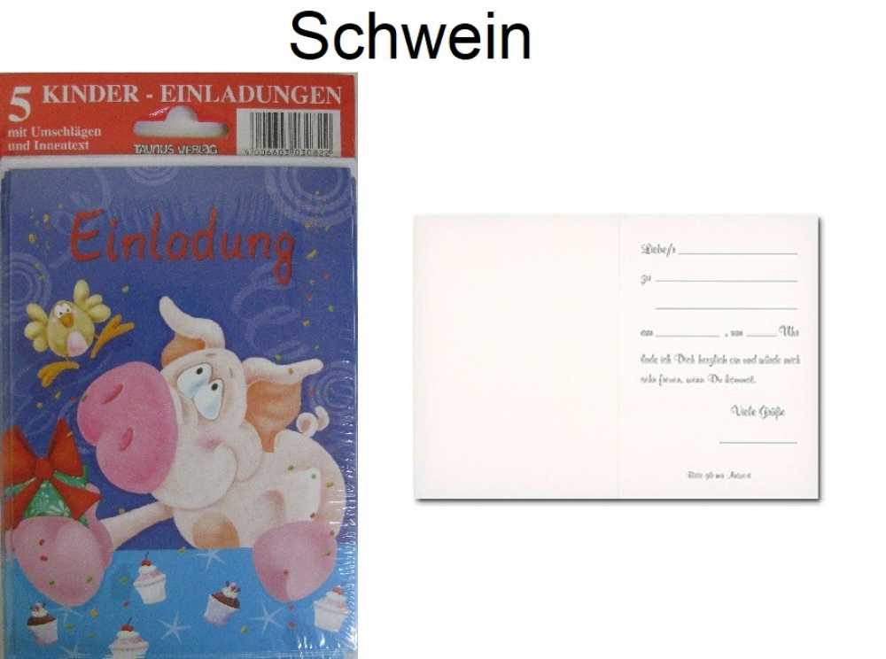 Kinder-Einladungen mit Umschlag und Innentext