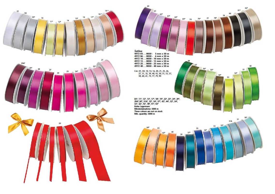 Geschenkband - Satina - Breite: 3 mm - Länge: 50 m - verschiedene Farben