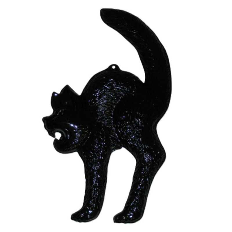 Wanddeko - buckelige, schwarze Katze