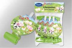 Partytröten "Farm animals" - 6 Stück/Paket