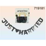 Girlande "Just Married" -silber -  Länge: ca1,60 m