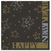 Silvester-Serviette "New Year Black"- 3-lagig -  33 x 33 cm - 1/4-falz - 50 Stück/Paket