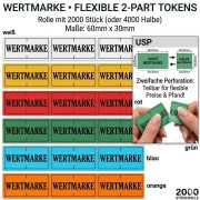 Wertmarken - teilbar - 2000 Stück/Rolle - verschiedene Farben