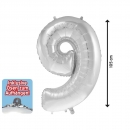 Folienballon 9 silber