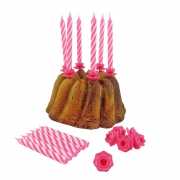 Geburtstagstortenkerzen - rosa -12 Stück +  Halter